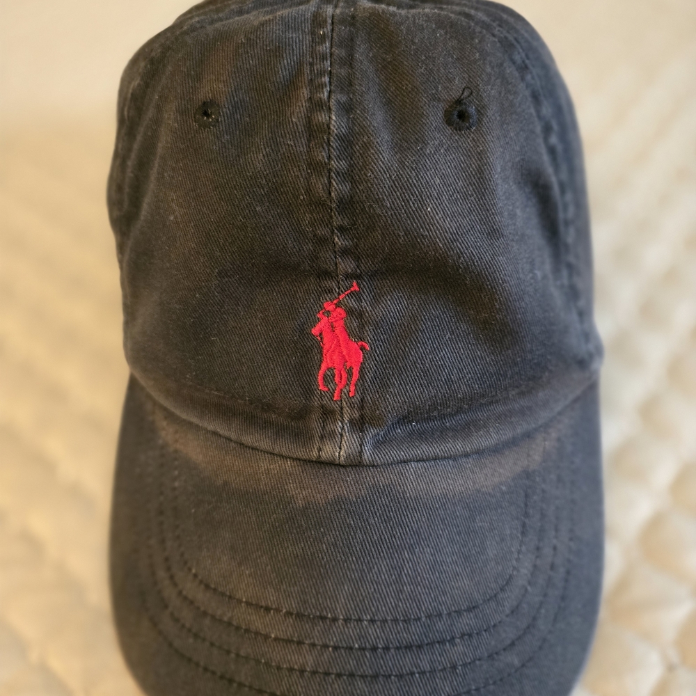 Polo by Ralph Lauren Black Cap with Red Pony Embroidery